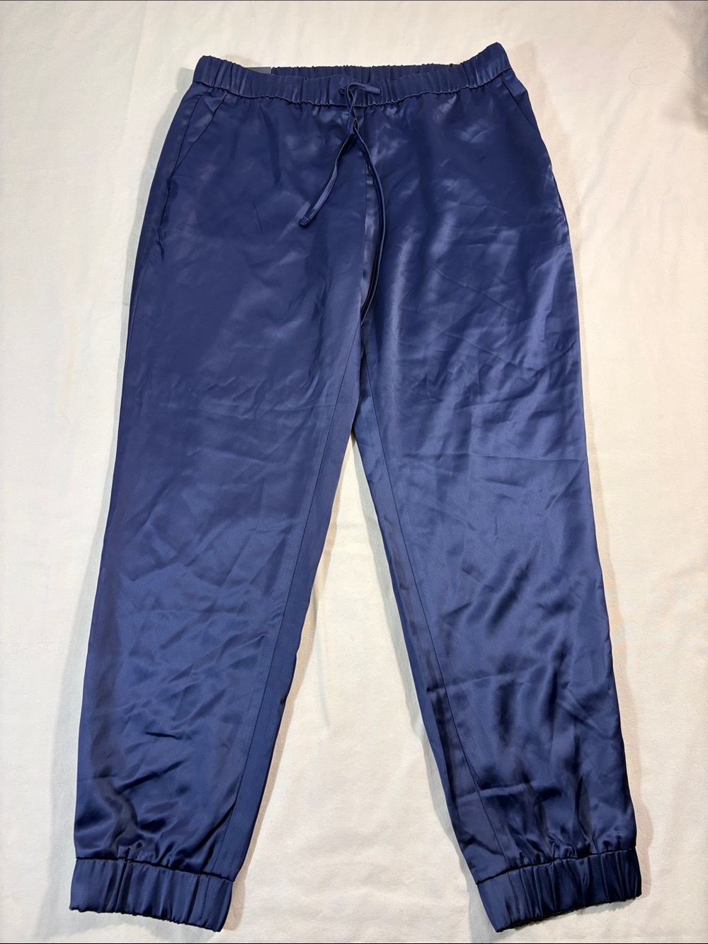 NWT Banana Republic Women's Navy Blue Satin Pull-On Jogger Pants Medium